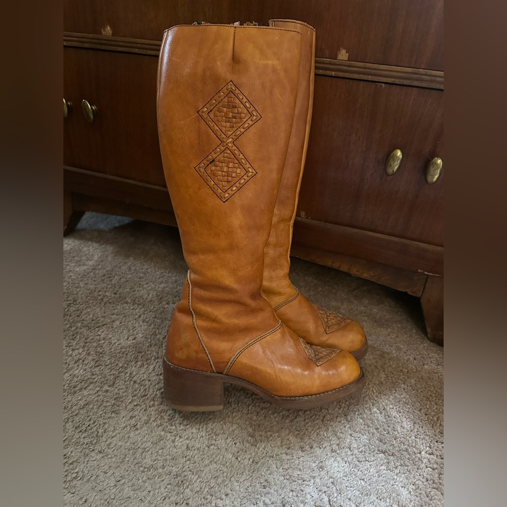 Vintage Zodiac 1970s Leather Campus Boots 8 - Picture 3 of 16